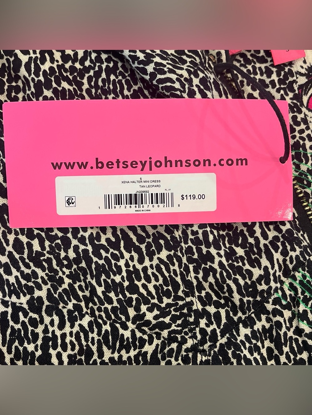 Betsey Johnson Tan Leopard Xena Halter Mini Dress - Picture 4 of 8